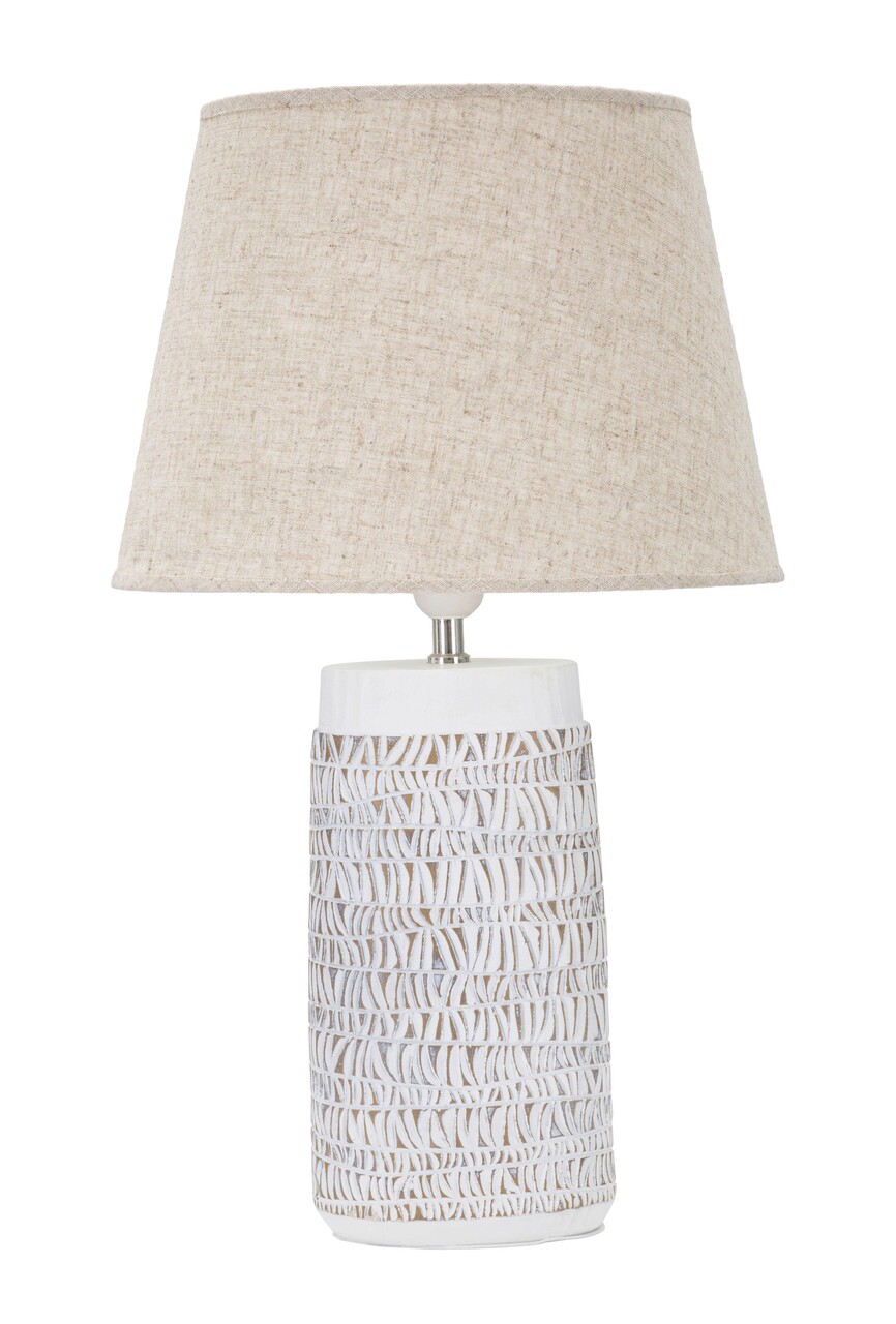 Lampa de masa, Nairobi, Mauro Ferretti, 1 x E27, 40W, Ø35 x 60.5 cm, polirasina/fier/textil, alb antic/maro - imagine 5